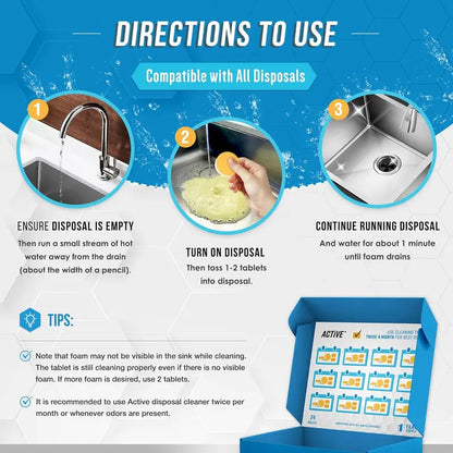 🫧 24-Pack Foaming Garbage Disposal Cleaner Tablets – Removes Odors & Freshens Your Sink