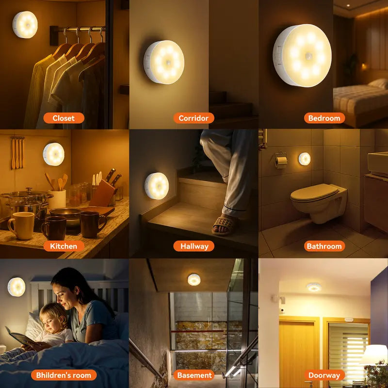 💡 2-Pack Motion Sensor Night Lights – USB Rechargeable, Magnetic Mount & Warm Glow