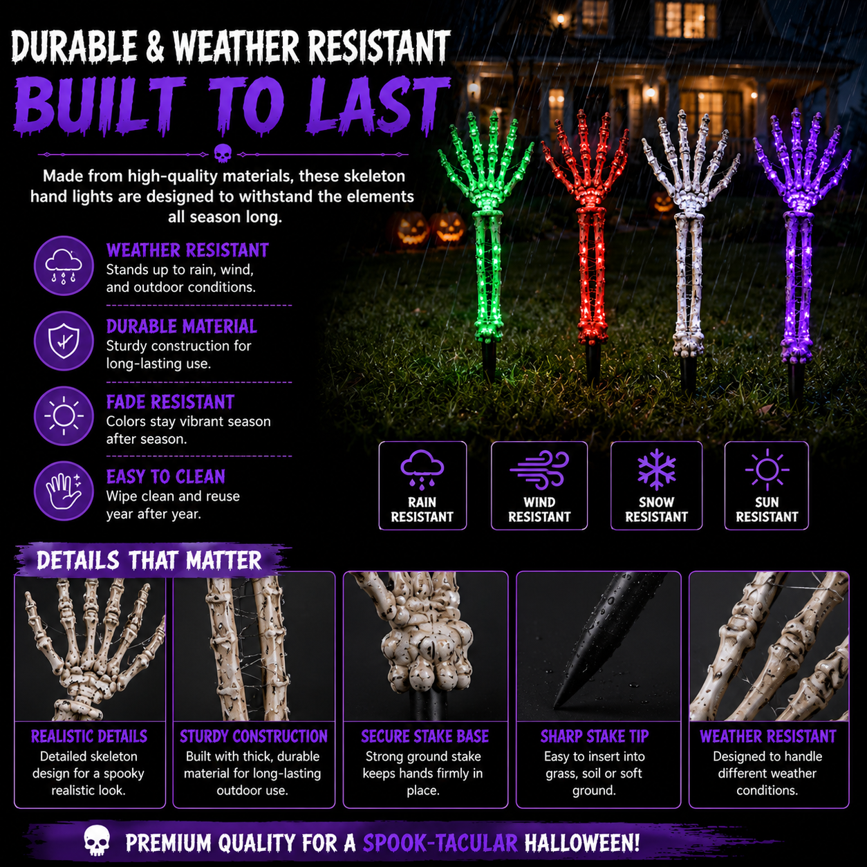 💀 Glowing Skeleton Hand Yard Lights – Turn Your Walkway Into a Haunted Graveyard