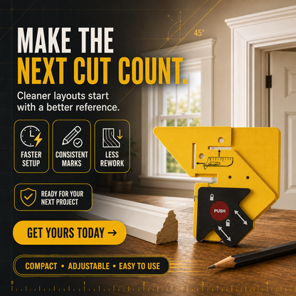 📐 Adjustable 45° Trim Marking & Measuring Tool – Fast Door & Window Casing Layout