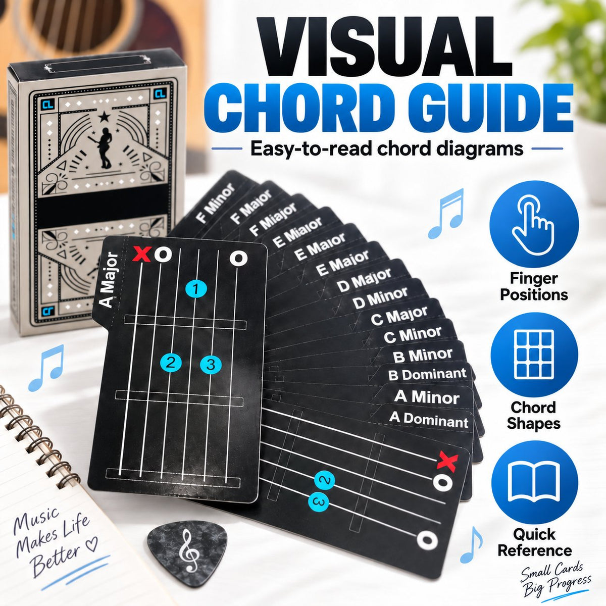 🎸✨ Guitar Chord Cards — Learn Chords Faster & Master Your Guitar Skills Easier