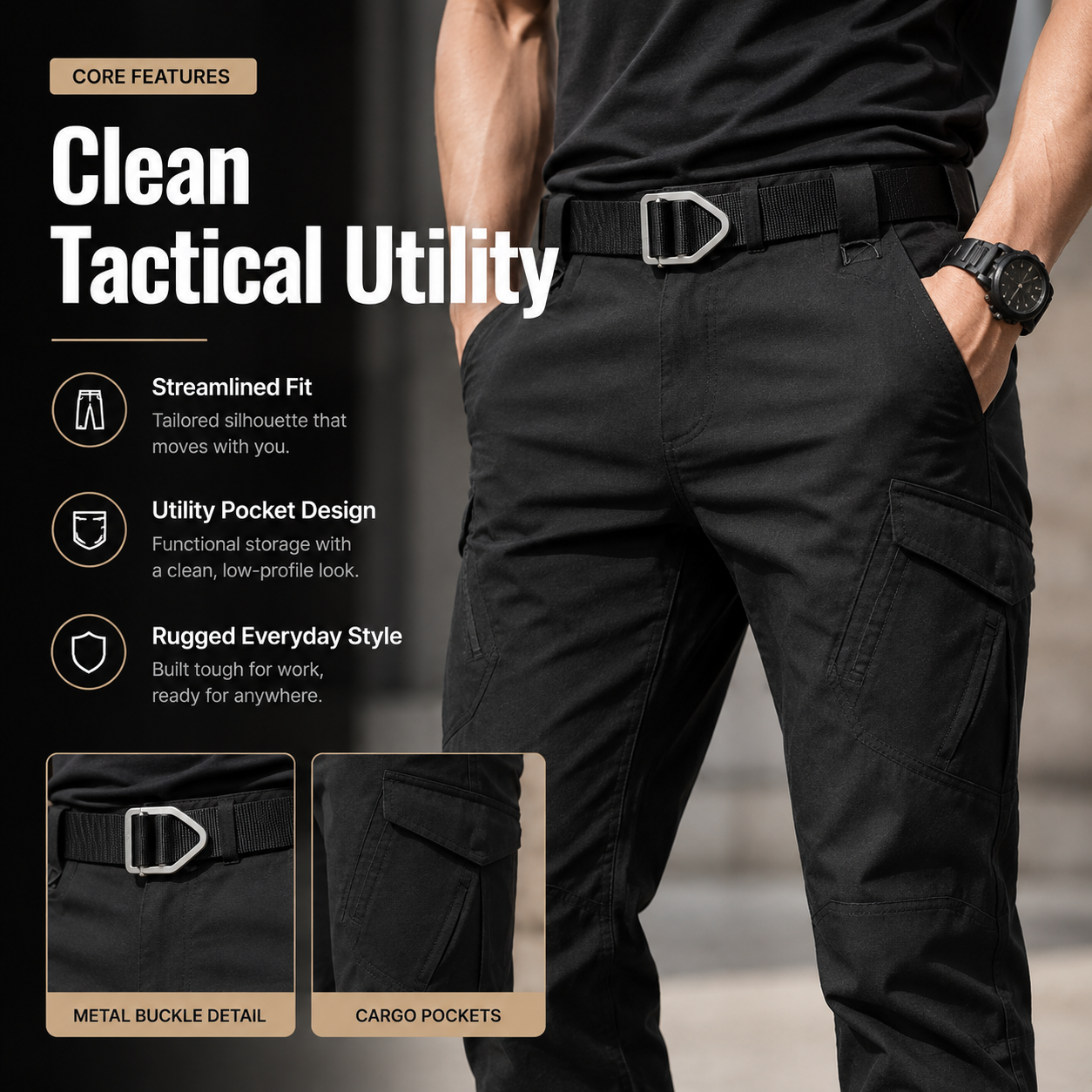👖Men’s Stretch Tactical Cargo Pants | Slim-Fit Multi-Pocket Work Pants