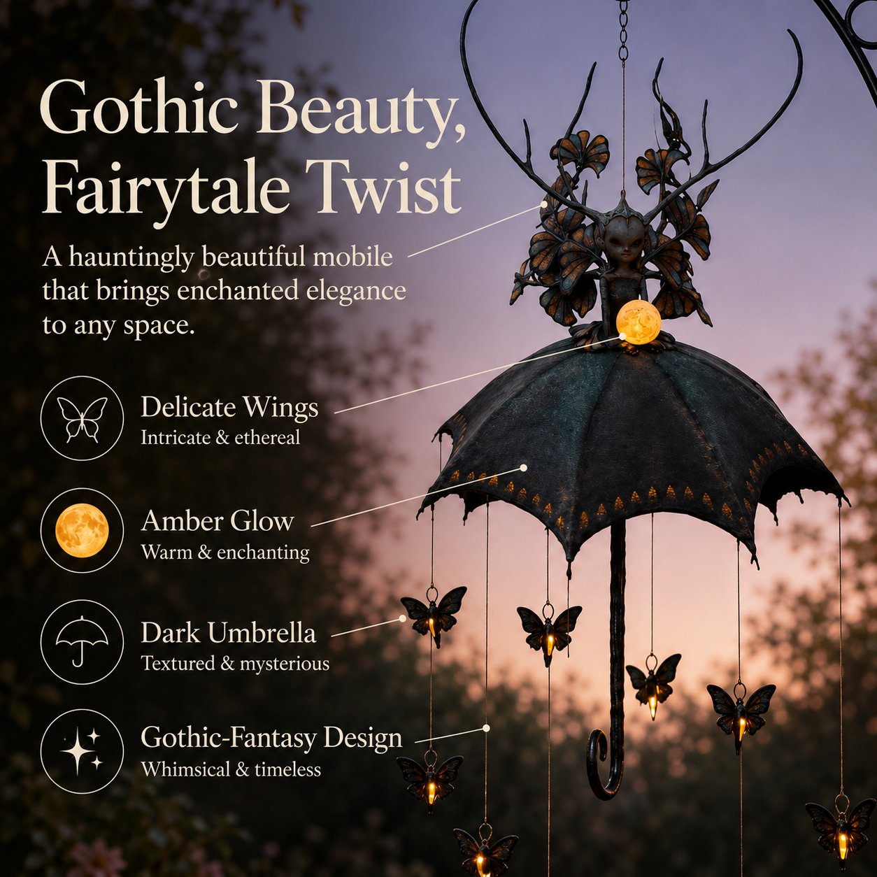 🦋Gothic Fairy Umbrella Hanging Mobile
