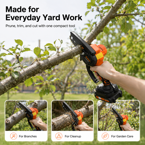 🌿 Cordless Mini Chainsaw – One-Hand Electric Pruning Saw for Branches & Yard Work