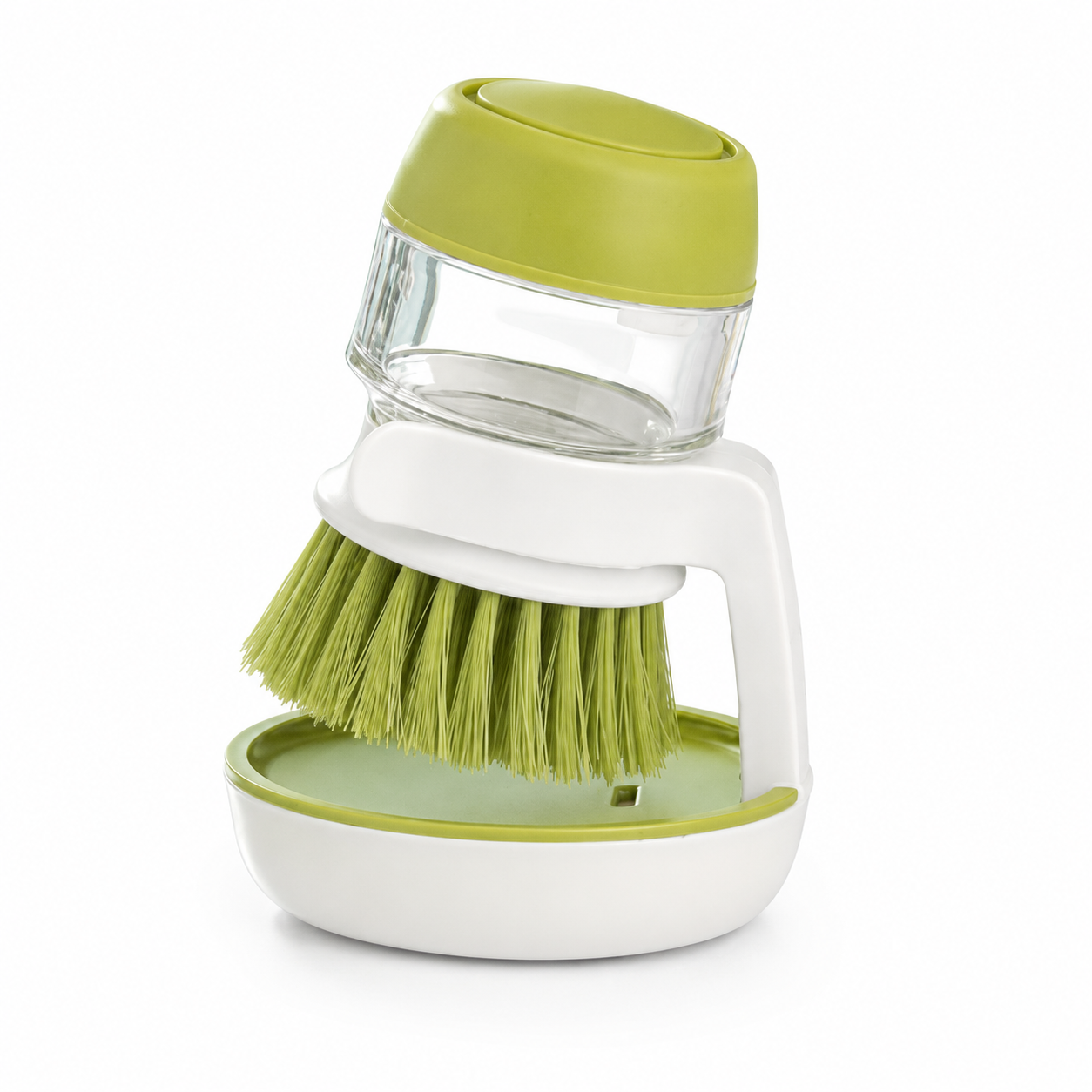 🧼 Press-to-Dispense Dish Brush with Storage Base – Cleaner Sink, Easier Dishwashing