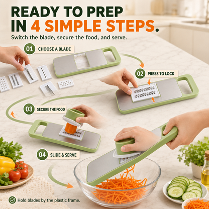 🥕 6-in-1 Multifunction Vegetable Slicer & Julienne Cutter with Safety Food Holder