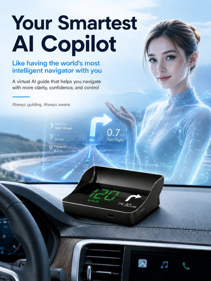 🚗 Smart AI HUD Head Up Display — Drive Safer With Real-Time Speed, Navigation & Road Alerts