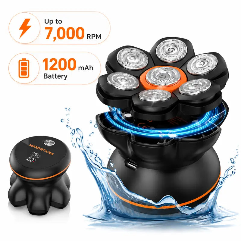 🪒 7D Electric Head Shaver for Men | Wet & Dry Rotary Razor