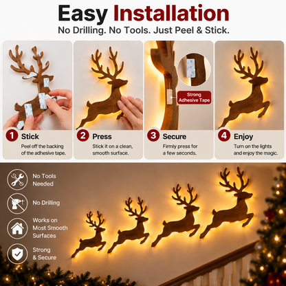 🎄 LED Christmas Reindeer Wall Lights – Magical Holiday Deer Decoration For A Cozy Christmas Home