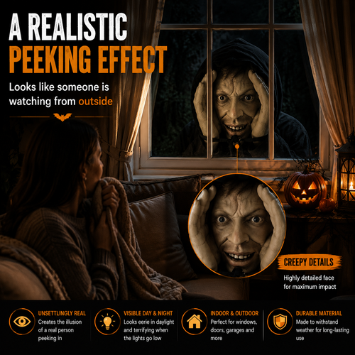 👀 Halloween Peeking Creepy Face Window Decoration