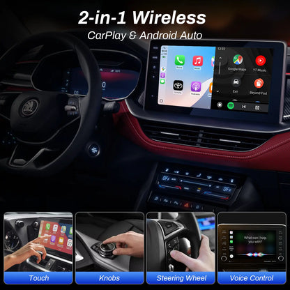 2026 Wireless CarPlay Adapter 2-in-1 for Apple CarPlay & Android Auto