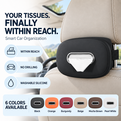 🚗 50% OFF Car Headrest Tissue Box Holder – Soft Silicone, Easy Reach & Washable