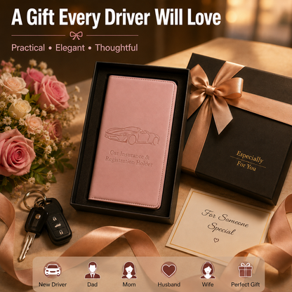 🚗 Car Registration & Insurance Document Holder | Premium PU Leather Organizer