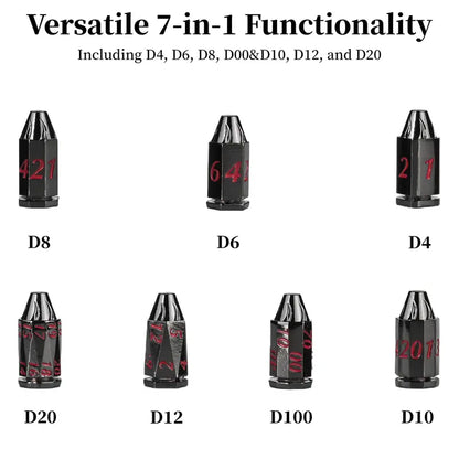 7PCS Metal Revolver Dice Set - Bullet-Design Polyhedral Game Pieces with Industrial Look, Premium Accessory for Tabletop Play RPG Games, Gift for Players