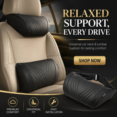 💯Premium Car Seat Headrest & Lumbar Support Cushion