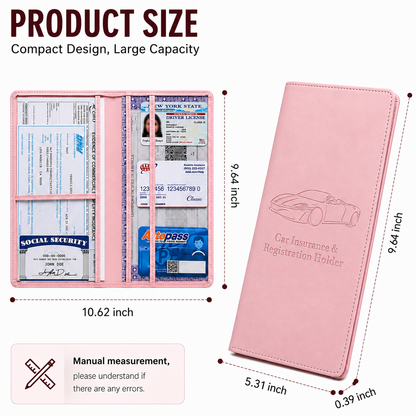 🚗 Car Registration & Insurance Document Holder | Premium PU Leather Organizer