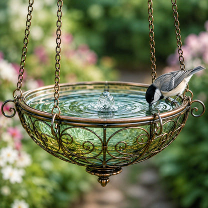 Stained Glass Hot Air Balloon Bird Feeder Fountain🐦