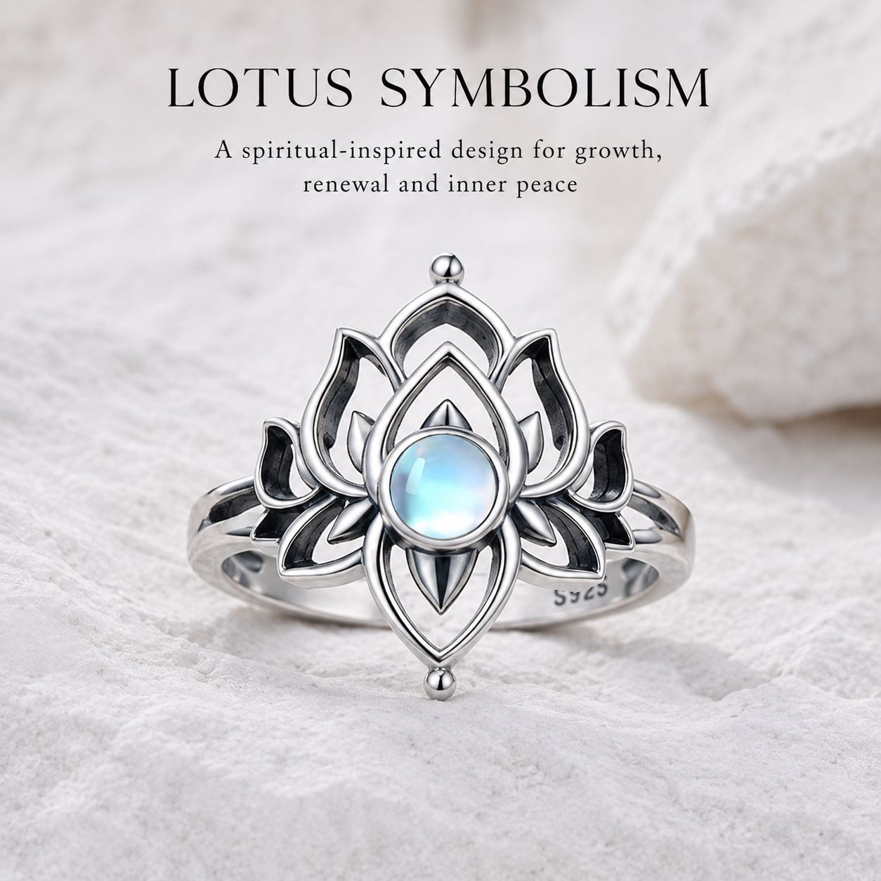 Vintage Moonstone Lotus Ring