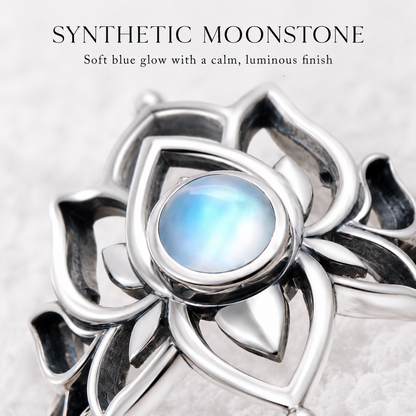 Vintage Moonstone Lotus Ring