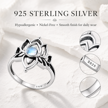 Vintage Moonstone Lotus Ring