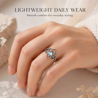Vintage Moonstone Lotus Ring