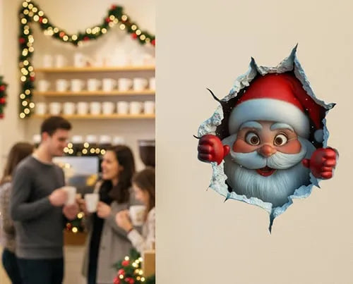 🎅 3D Santa Christmas Wall Decal | Festive Holiday Decor