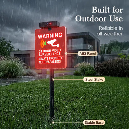 🔥 LAST DAY 30% OFF | Solar LED No Trespassing Security Sign – Rechargeable Outdoor Warning Sign with Stake