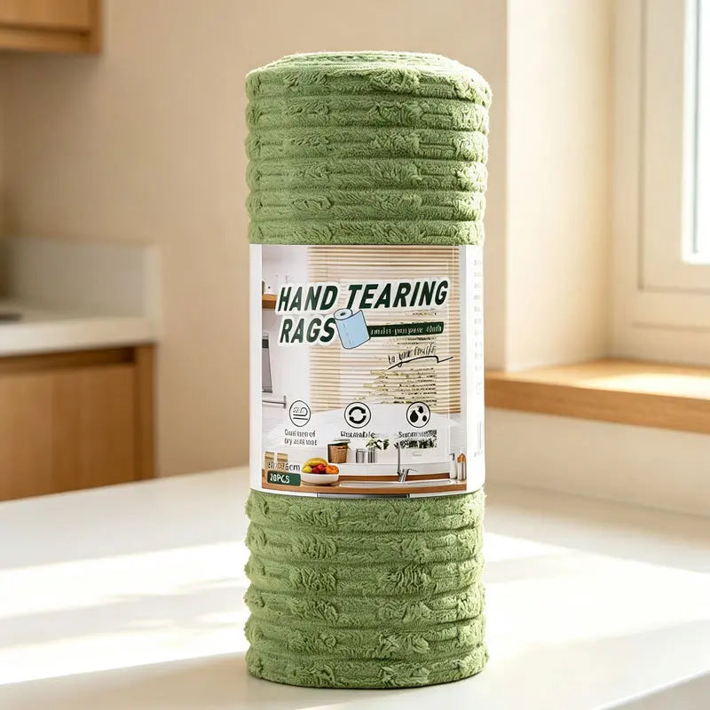 🧽 Tearable Reusable Cleaning Cloth Roll – Washable Absorbent Towels for Kitchen & Home