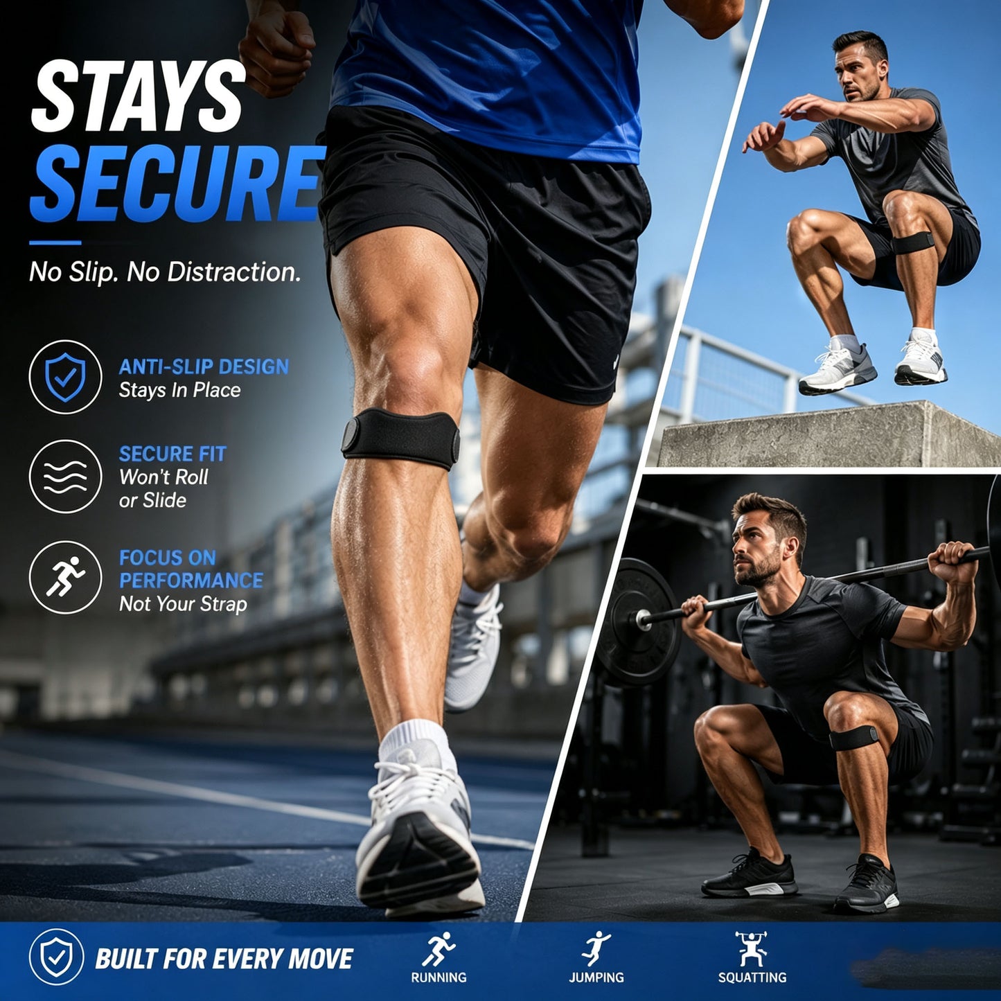 🦵 Patella Knee Strap – Adjustable Silicone Support for Running, Gym & Sports