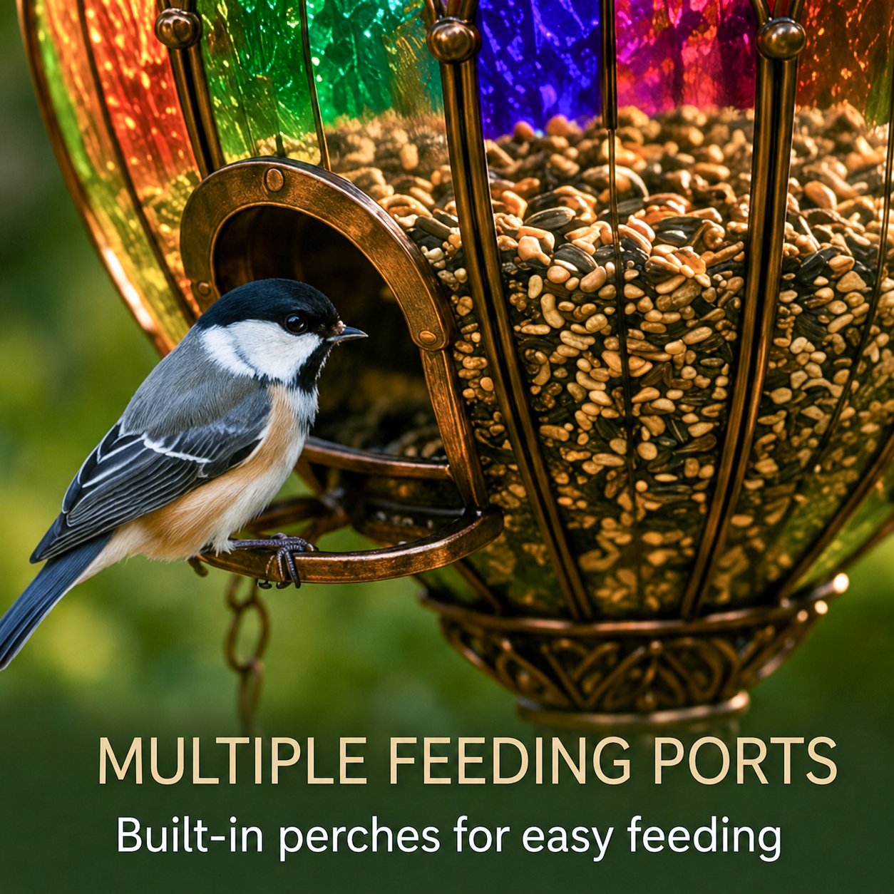 Stained Glass Hot Air Balloon Bird Feeder Fountain🐦
