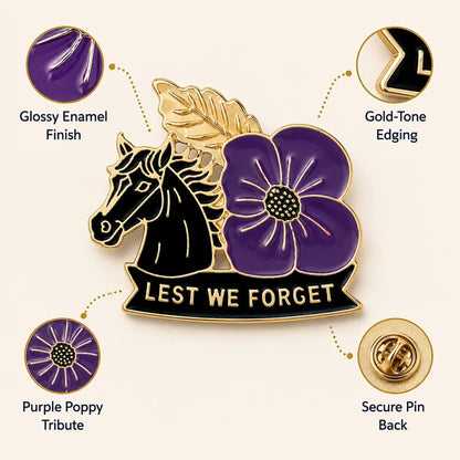 🎁 Limited Edition War Horse Purple Poppy 111th Anniversary Remembrance Brooch