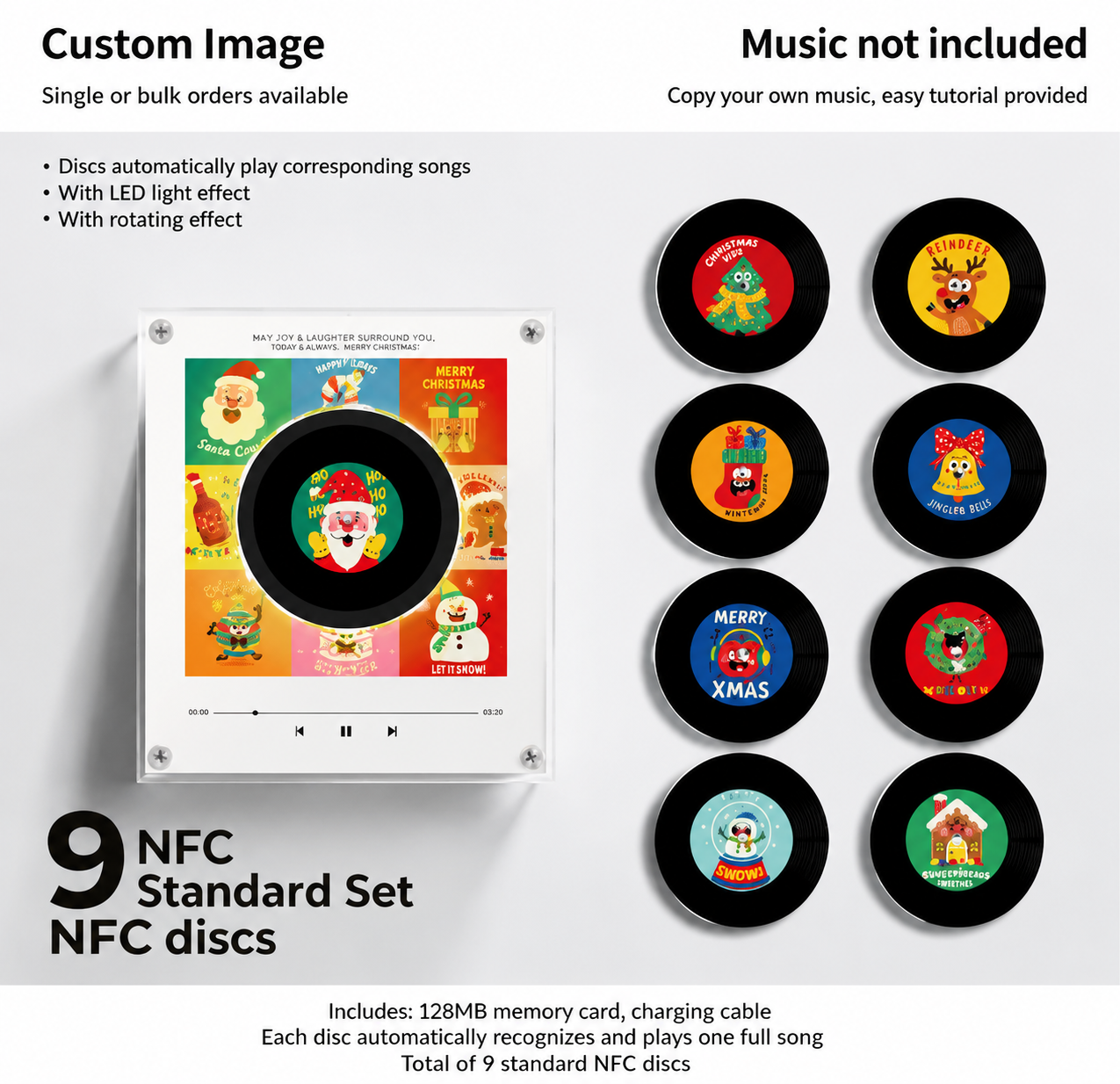 The Christmas Record That Plays Your Favorite Songs 🎄 – NFC Vinyl Music Display with LED & Rotating Disc