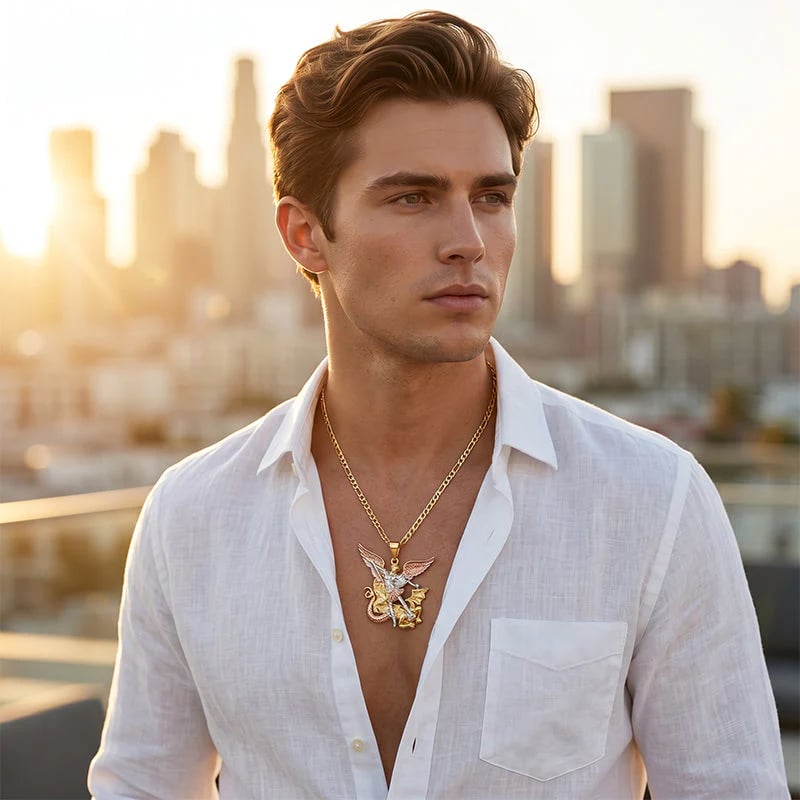🎁2026 New Arrivals 50% OFF💥Tri-Tone Angel Guardian Pendant Necklace – Elegant & symbolic – Perfect for daily wear or gifting – delicate and meaningful ✨💛🪽