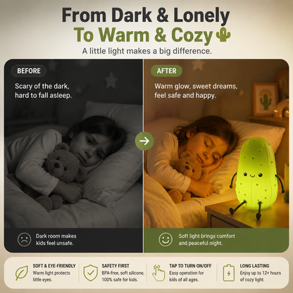 🌵 Cute Cactus Tap Night Light | Soft Silicone Bedside Lamp For Kids & Cozy Room Decor💡
