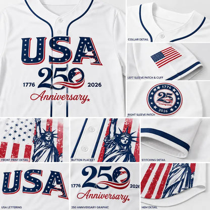 USA 250th Anniversary Baseball Jersey – Limited Edition Patriotic Shirt 1776–2026