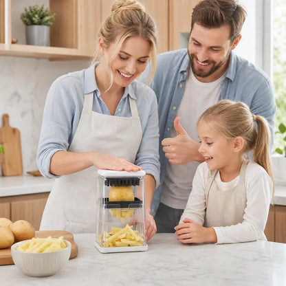 Fingersafe French Fry Cutter - Air Fryer Compatible, Compact Kitchen Utensils, Detachable Interchangeable Blade Potato Slicer, Smooth Mandoline Slicer, Rustproof Easy-Clean Vegetable Cutter for Home Use, Reduces Prep Time,sohochic
