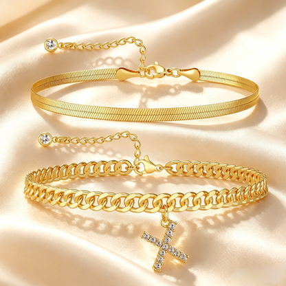 Personalized Initial Anklet – 14K Gold-Plated Waterproof Stackable Letter Charm