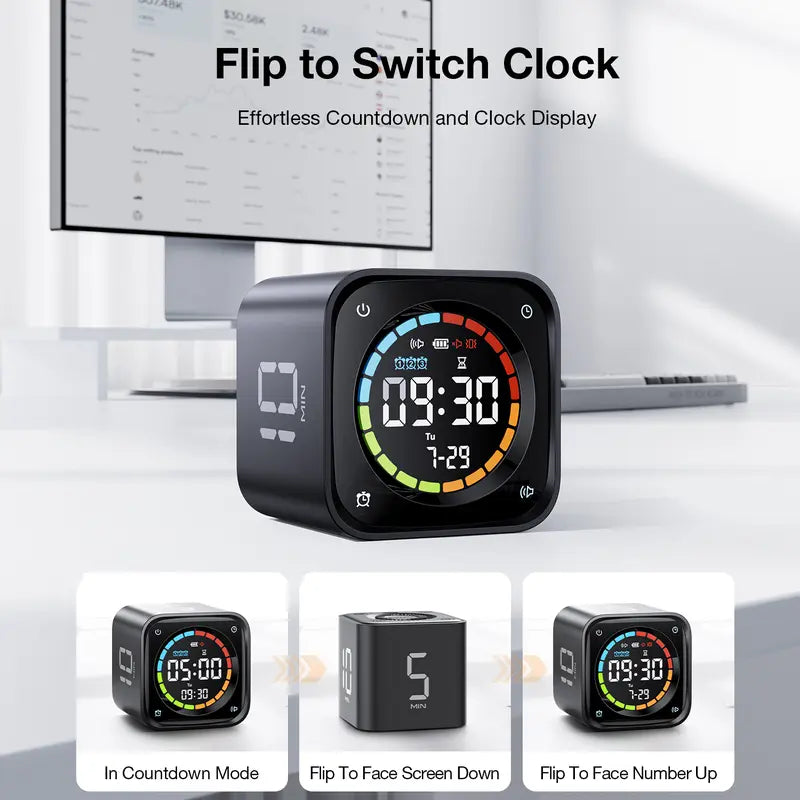 ⏳ Flip Pomodoro Timer Cube – Quick-Set Focus & Productivity Timer