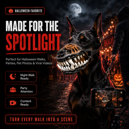 🎃 Realistic 3D Monster Fang Dog Mask – Scary Halloween Pet Costume for Photos, Parties & Night Walks 🐺