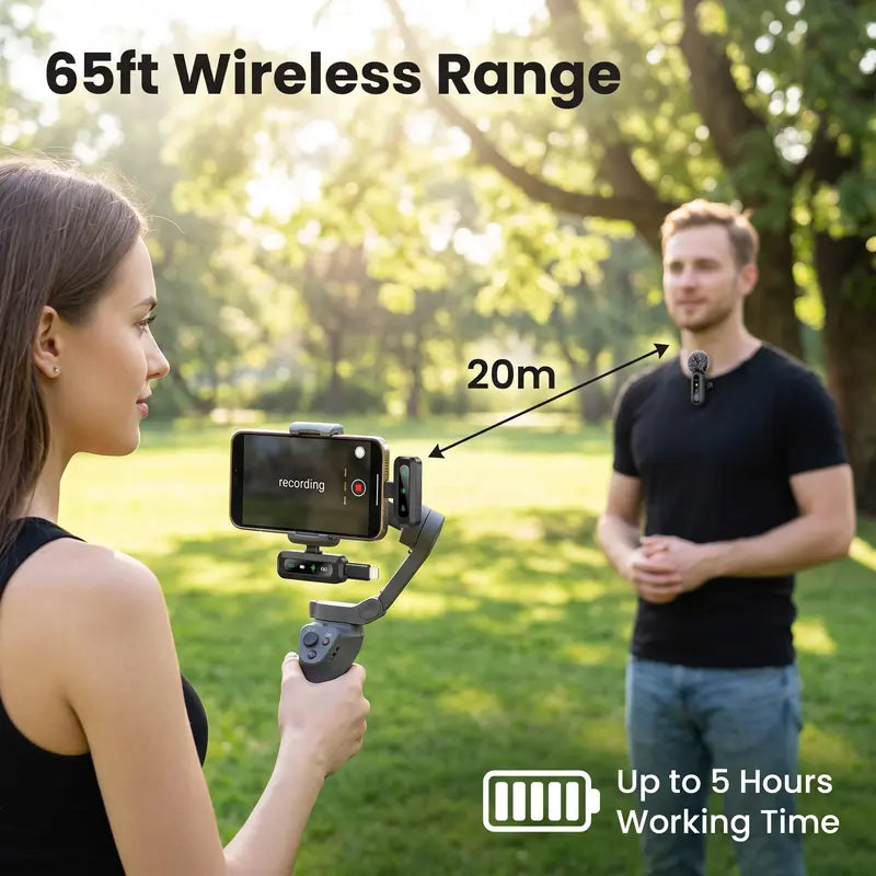 🎙️ Wireless Dual Lavalier Microphone – Crystal-Clear Sound Anywhere