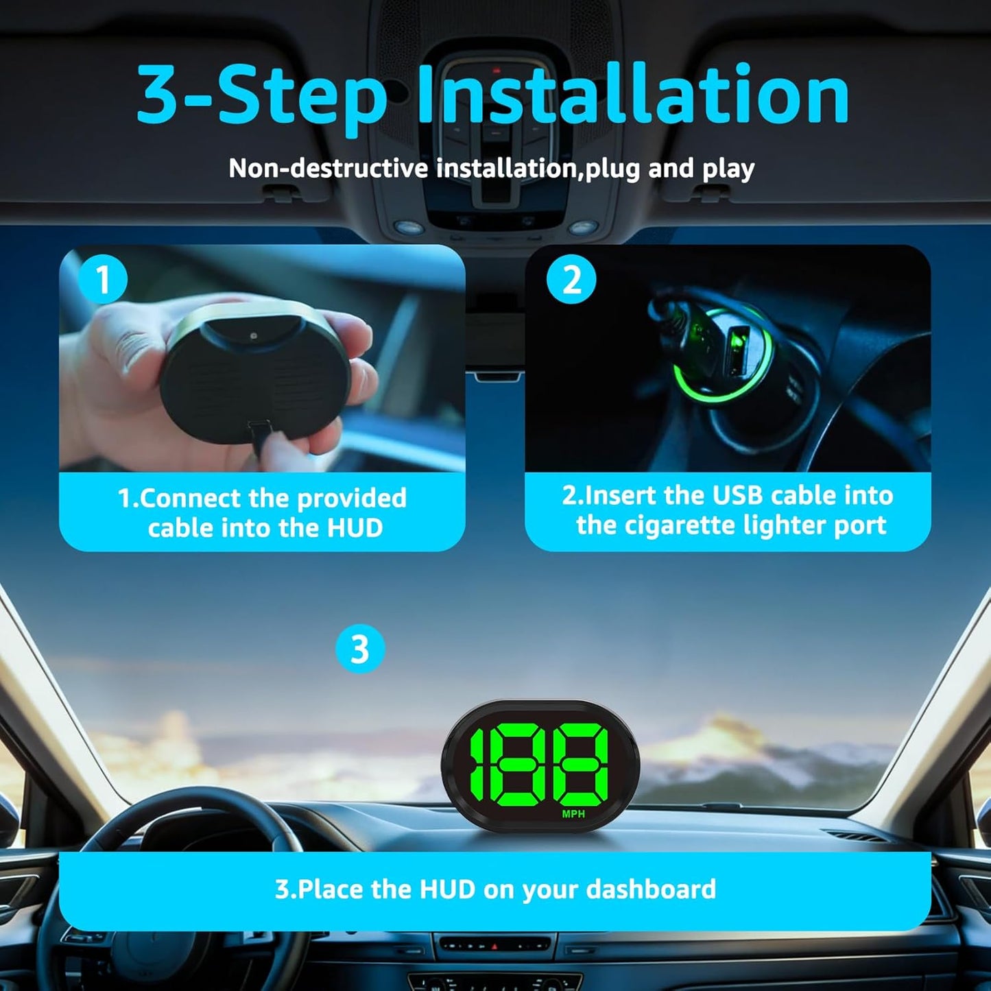 🚗 Digital GPS Speedometer HUD Display – Upgrade Your Classic Ride Instantly