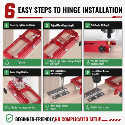 🔧 Adjustable Aluminum Door Hinge Jig Kit – Precision Mortising Template for 2.5"–5" Hinges