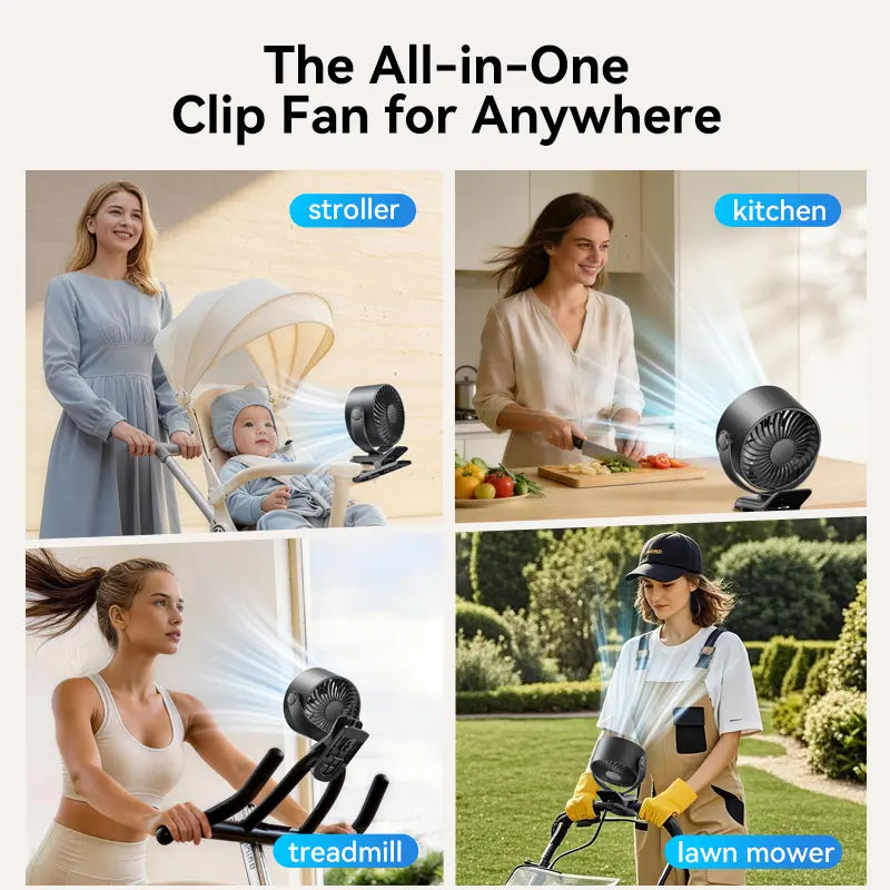 🔥 100-Speed Portable Clip Fan | Ultra Quiet Rechargeable Desk Fan