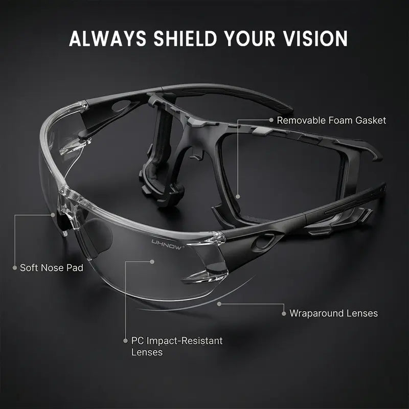 Photochromic Safety Glasses for Adults, Impact-Resistant ANSI Z87.1 Certified Protective Eyewear for Work & Outdoor – Removable Foam Lining Construction Gear Dust Proof Goggles