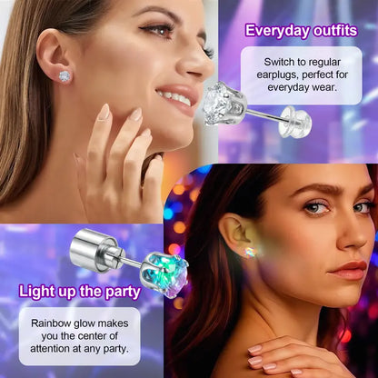 LED Earrings, Light Up Stud Earrings, Glowing Diamond Crown Pendant Earring for Women and Men, LED Jewelry for Party, Wedding, Birthday, Night Out, Disco, Festival