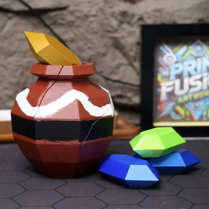 Magnetic Breakable Pot Prop with 4 Rupees | 3D Printed Game-Inspired Cosplay Gift