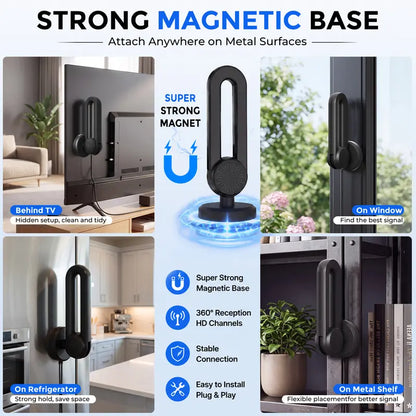 📺 Magnetic HD TV Antenna – Free Local Channels, No Monthly Fees