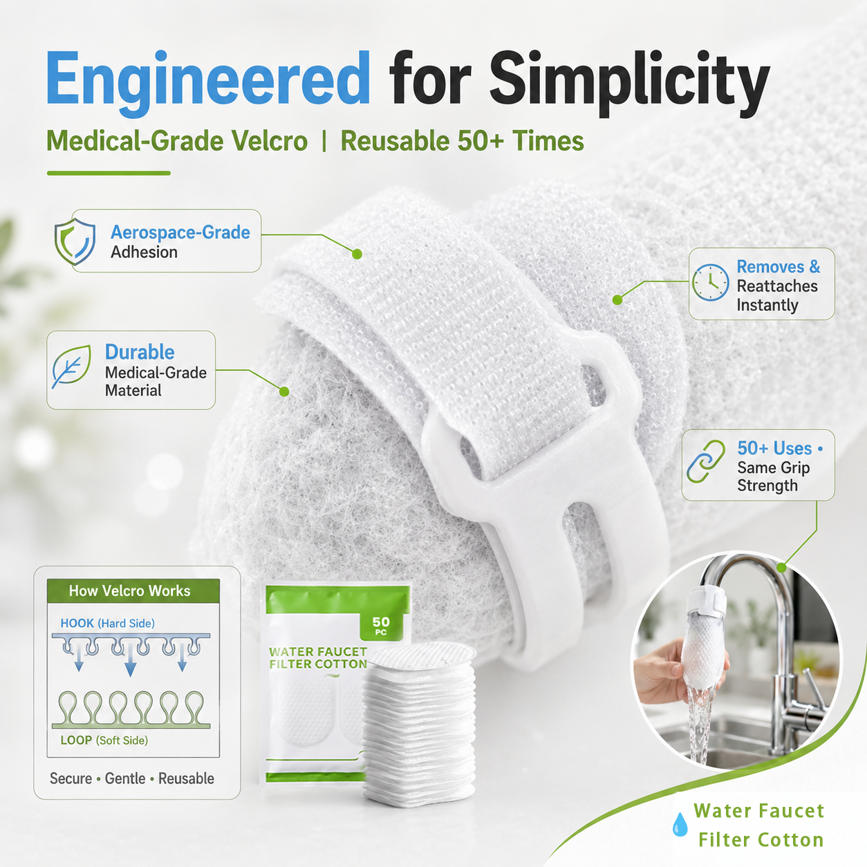 💧 50PCS Faucet Filter Bags – Reusable Fine Mesh Sediment & Rust Catcher with Adjustable Straps