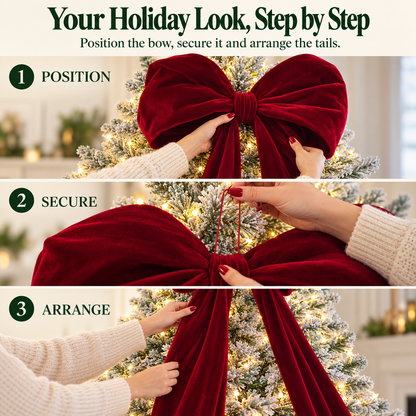 ✨ 50% OFF: Oversized Velvet Christmas Bow – Rich Red Texture & Dramatic Long Tails