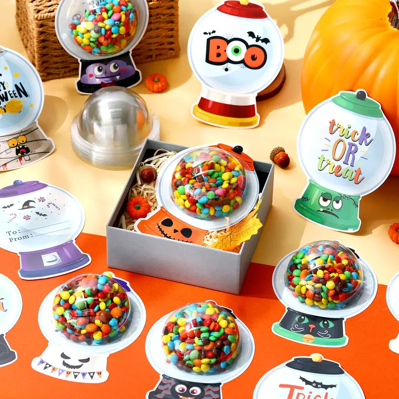 18/36Pcs Halloween Candy Dome Holders Kit with Adhesive Shaker - Trick or Treat Party Favor for Halloween Parties